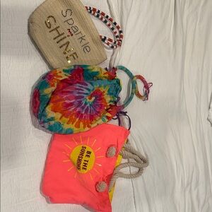 American Girl Tie-Dye, Neon Pink, and Beige Bags Set